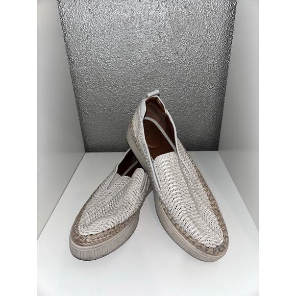 Franco Sarto Homer 2 White Leather Woven Platform Espadrille Sneakers / Loafers - Picture 1 of 12